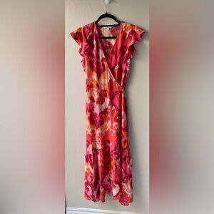 Vibrant Pink and Orange Sleeveless Dress Bar III